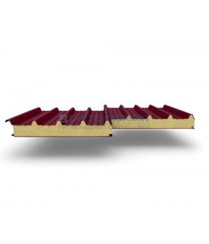 Кровельные сэндвич панели из пенополиуретана, ширина 1000 мм, 0.5/0.5, толщина 80 мм, бордо