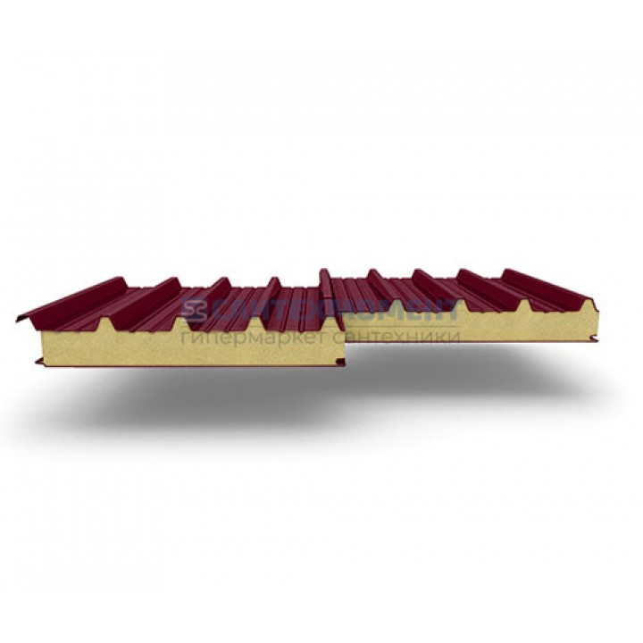 Кровельные сэндвич панели из пенополиуретана, ширина 1000 мм, 0.5/0.5, толщина 80 мм, бордо