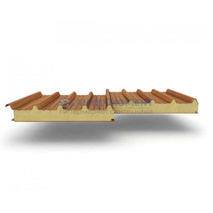 Кровельные сэндвич панели из пенополиуретана, ширина 1000 мм, 0.5/0.5, толщина 100 мм, орех