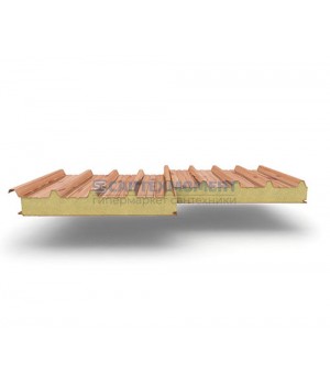 Кровельные сэндвич панели из пенополиуретана, ширина 1200 мм, 0.5/0.5, толщина 60 мм, золотой орех