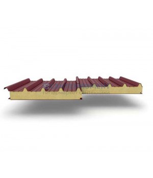 Кровельные сэндвич панели из пенополиуретана, ширина 1000 мм, 0.5/0.5, толщина 80 мм, RAL3005