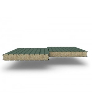 Стеновые сэндвич-панели из минеральной ваты, ширина 1000 мм, 0.5/0.5, толщина 100 мм RAL6005