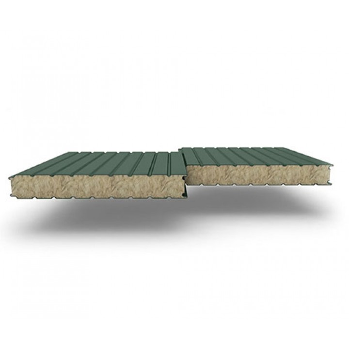 Стеновые сэндвич-панели из минеральной ваты, ширина 1200 мм, 0.5/0.5, толщина 150 мм, RAL6005