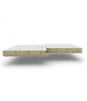 Стеновые сэндвич-панели из минеральной ваты, ширина 1200 мм, 0.5/0.5, толщина 100 мм RAL9002