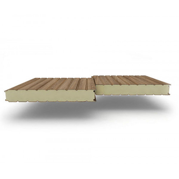 Стеновые сэндвич-панели из пенополиизоцианурата, ширина 1200 мм, 0.5/0.5, толщина 40 мм, дуб античный