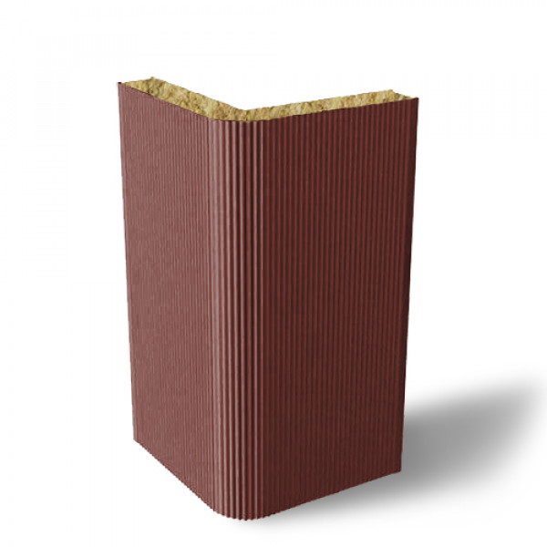 Угловая сэндвич-панель вертикальная из минеральной ваты, ширина 1200 мм, 0.5/0.5, толщина 150 мм, RAL3009