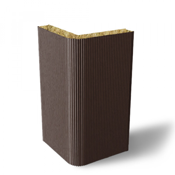 Угловая сэндвич-панель вертикальная из минеральной ваты, ширина 1200 мм, 0.5/0.5, толщина 30 мм, RAL8017