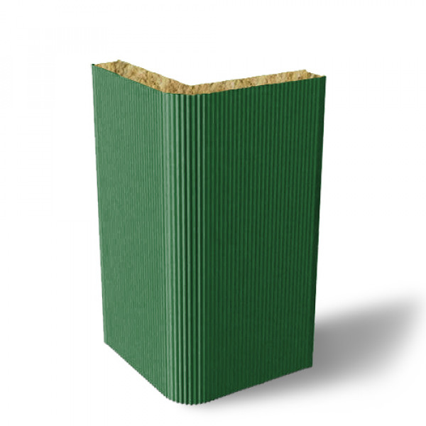 Угловая сэндвич-панель вертикальная из минеральной ваты, ширина 1200 мм, 0.5/0.5, толщина 150 мм, RAL6002