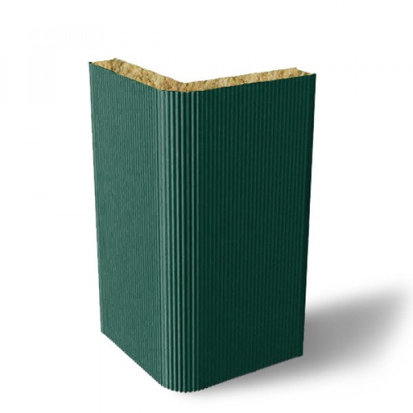 Угловая сэндвич-панель вертикальная из минеральной ваты, ширина 1200 мм, 0.5/0.5, толщина 150 мм, RAL6005