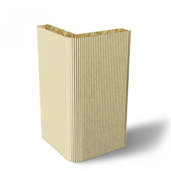 Угловая сэндвич-панель вертикальная из минеральной ваты, ширина 1000 мм, 0.5/0.5, толщина 100 мм, RAL1014