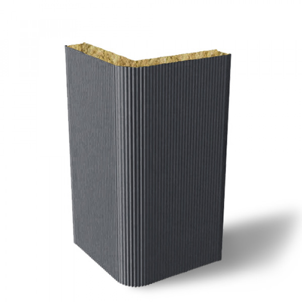 Угловая сэндвич-панель вертикальная из минеральной ваты, ширина 1200 мм, 0.5/0.5, толщина 150 мм, RAL7024