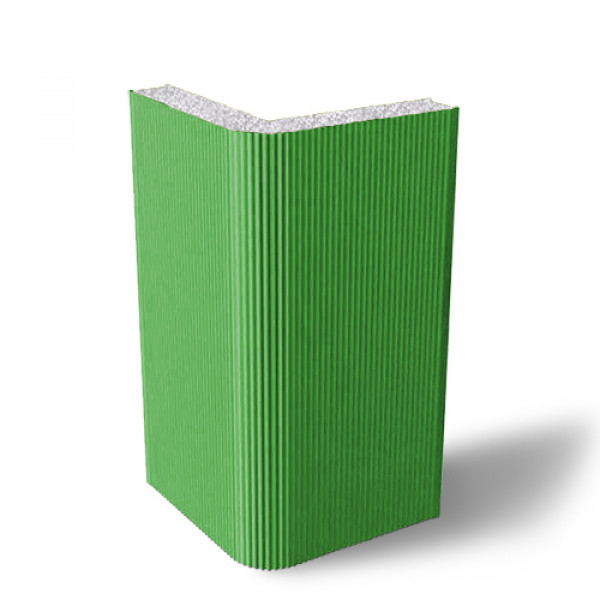 Угловая сэндвич-панель вертикальная из пенополистирола, ширина 1000 мм, 0.5/0.5, толщина 50 мм, RAL6018