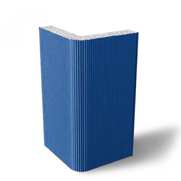 Угловая сэндвич-панель вертикальная из пенополистирола, ширина 1200 мм, 0.5/0.5, толщина 80 мм, RAL5005