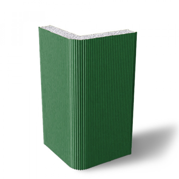 Угловая сэндвич-панель вертикальная из пенополистирола, ширина 1000 мм, 0.5/0.5, толщина 175 мм, RAL6002