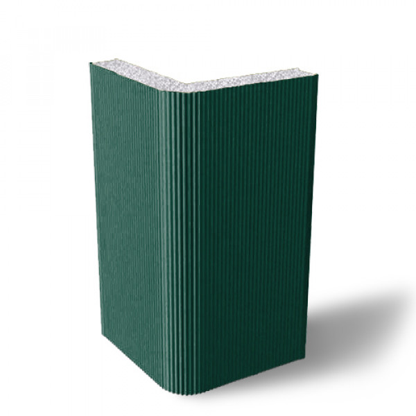 Угловая сэндвич-панель вертикальная из пенополистирола, ширина 1000 мм, 0.5/0.5, толщина 175 мм, RAL6005