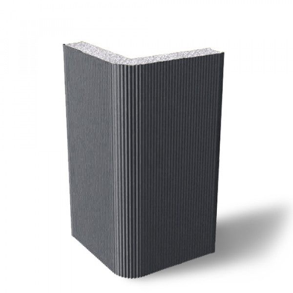 Угловая сэндвич-панель вертикальная из пенополистирола, ширина 1000 мм, 0.5/0.5, толщина 150 мм, RAL7024