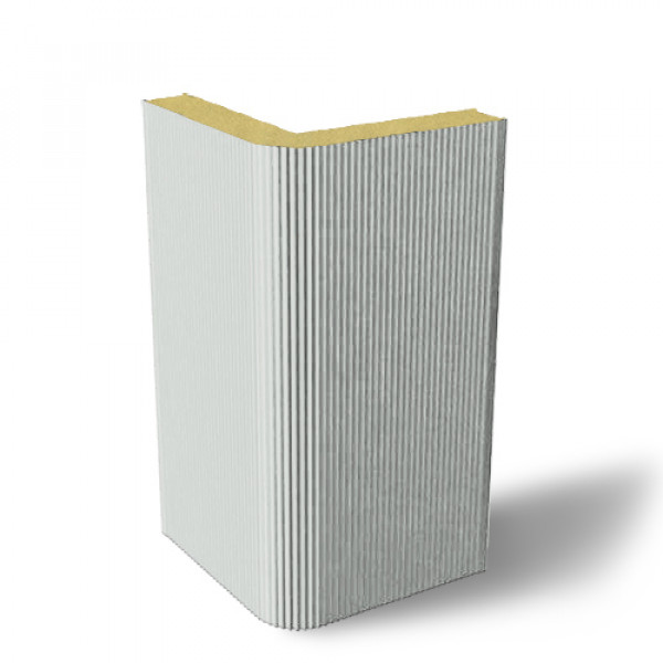 Угловая сэндвич-панель вертикальная из пенополиизоцианурата, ширина 1200 мм, 0.5/0.5, толщина 200 мм, RAL7035