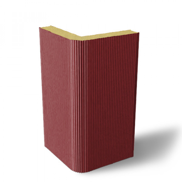 Угловая сэндвич-панель вертикальная из пенополиизоцианурата, ширина 1200 мм, 0.5/0.5, толщина 80 мм, RAL3011