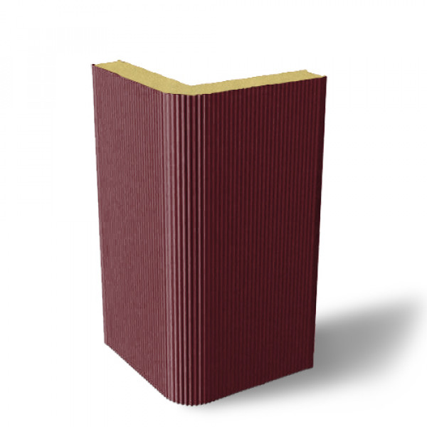 Угловая сэндвич-панель вертикальная из пенополиизоцианурата, ширина 1200 мм, 0.5/0.5, толщина 150 мм, RAL3005