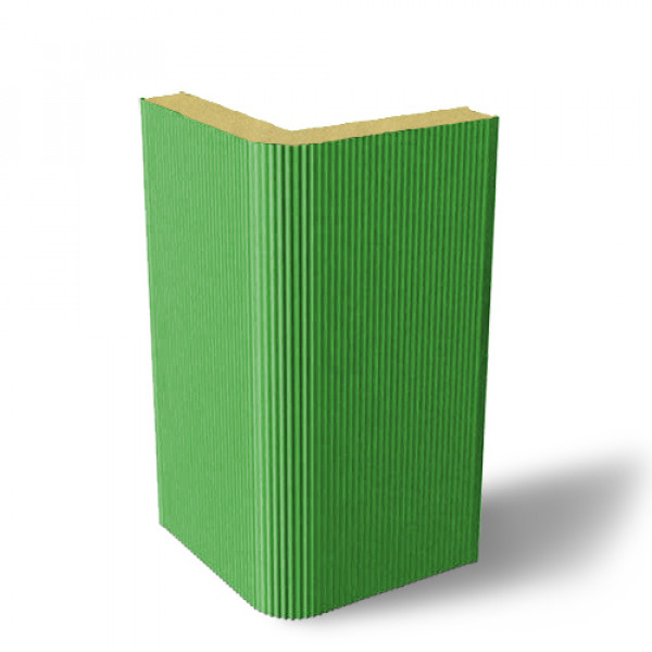 Угловая сэндвич-панель вертикальная из пенополиуретана, ширина 1200 мм, 0.5/0.5, толщина 100 мм, RAL6018