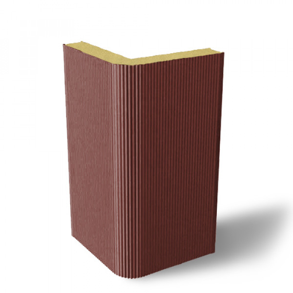 Угловая сэндвич-панель вертикальная из пенополиизоцианурата, ширина 1200 мм, 0.5/0.5, толщина 200 мм, RAL3009