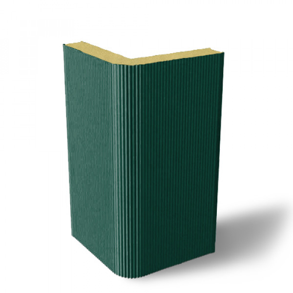 Угловая сэндвич-панель вертикальная из пенополиизоцианурата, ширина 1000 мм, 0.5/0.5, толщина 150 мм, RAL6005