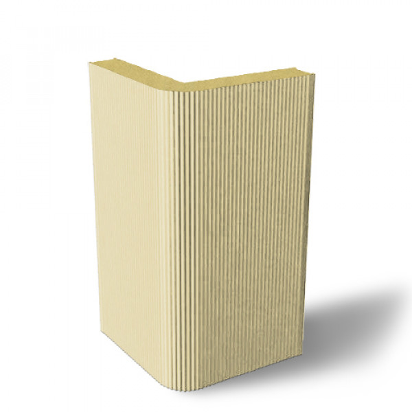 Угловая сэндвич-панель вертикальная из пенополиизоцианурата, ширина 1000 мм, 0.5/0.5, толщина 220 мм, RAL1014